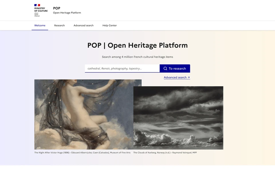 Screenshot of Culture.gouv.fr POP