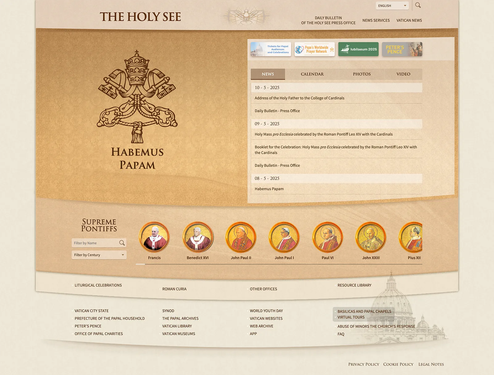 Screenshot of Vatican.va
