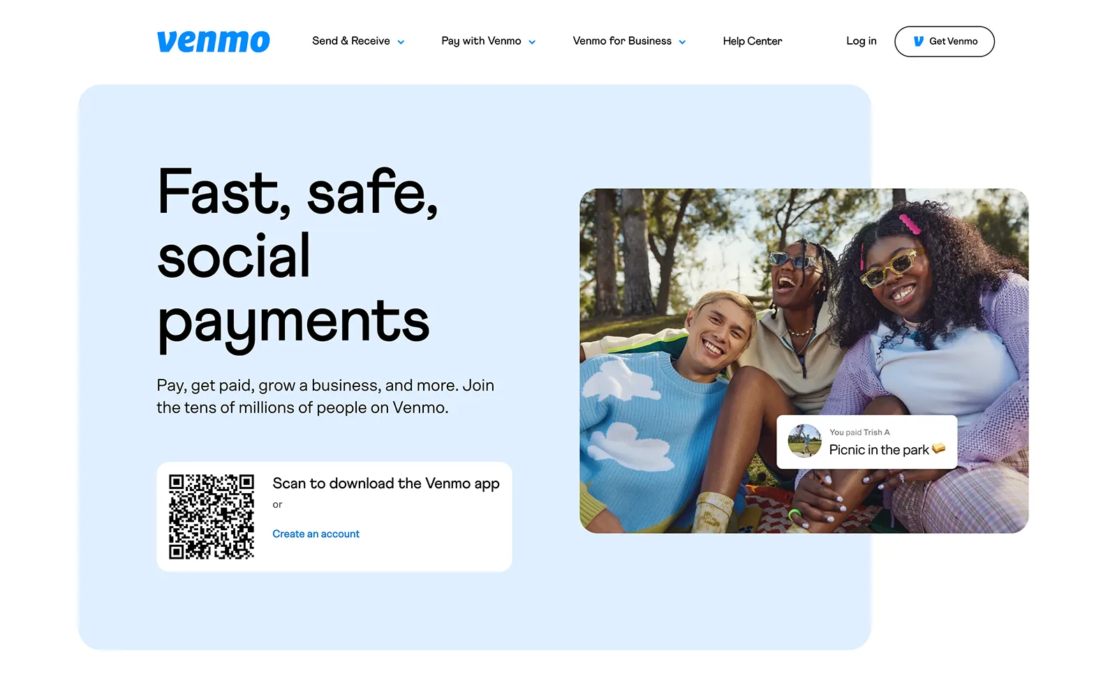 Screenshot of Venmo.com