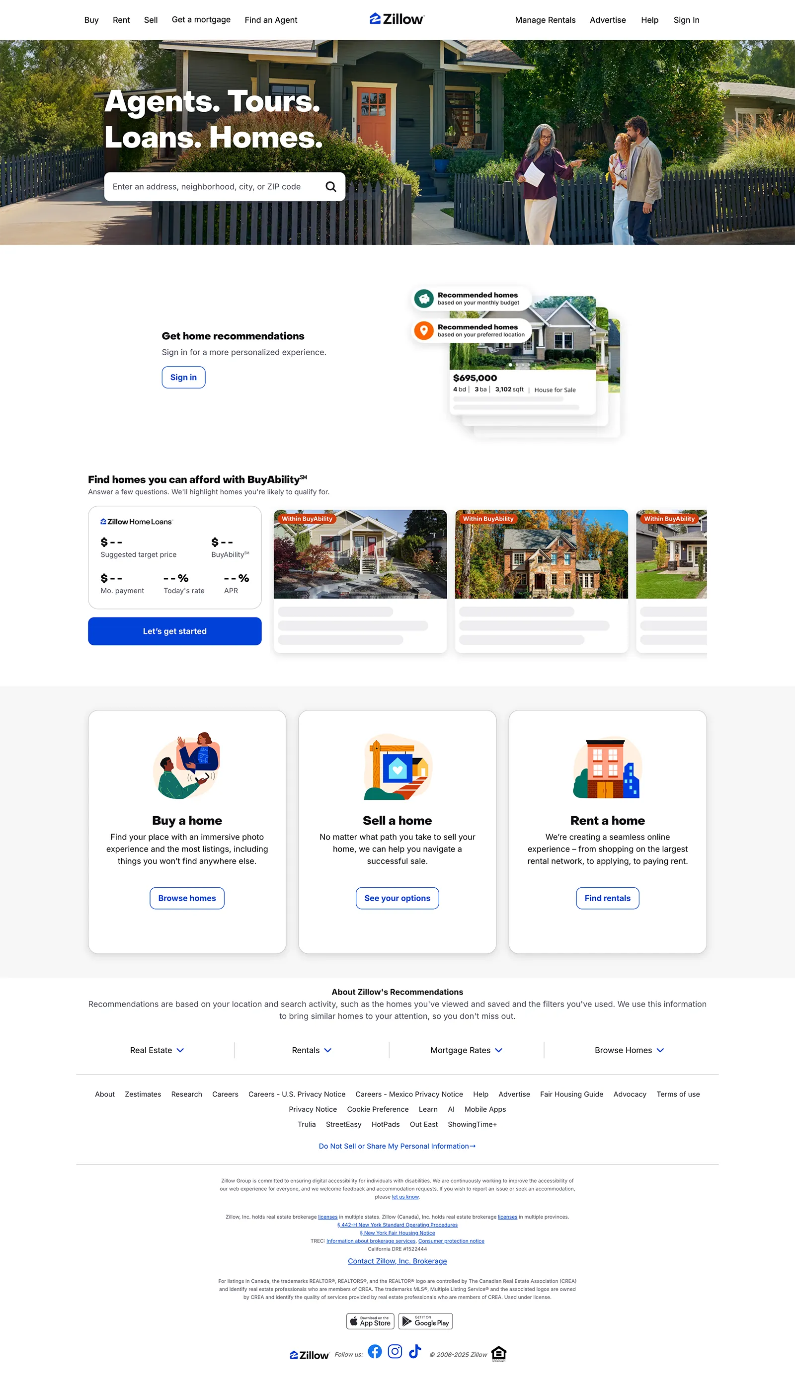 Screenshot of Zillow.com